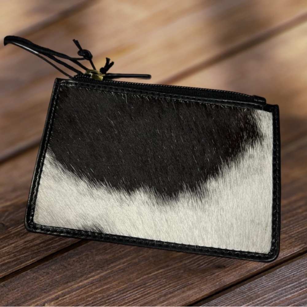 NEW MyRa BaG Genuine Cowhide credit Card holder wallet coin Leather Black white